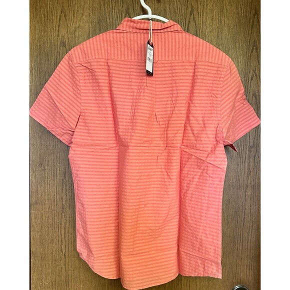 Grayers Shirt Mens Medium Peach Gingham Short Sleeve Collared Button Up Pocket - Picture 2 of 5